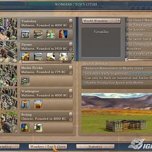 Wonders & Top Five Cities Again