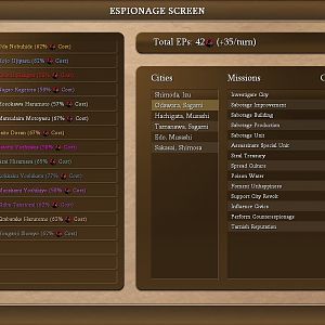 Sengoku-mod - Espionage Screen